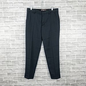 MR TURK Men's Blue Houndstooth Trouser Dress Pants flat front Size 32